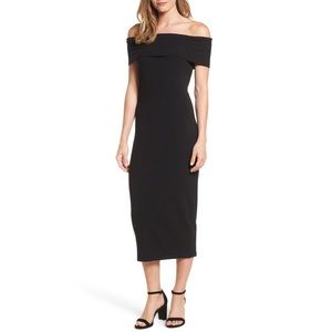 Trouve off the shoulder ribbed midi dress